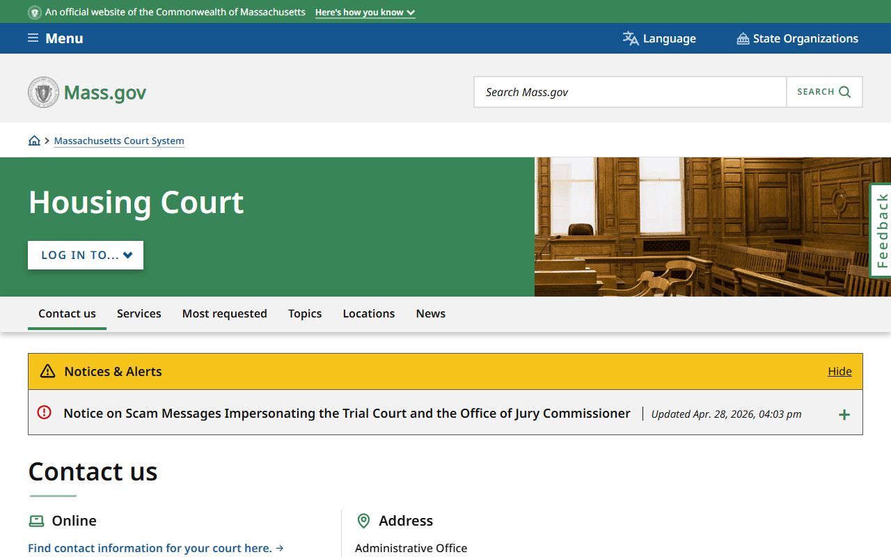 Massachusetts Housing Court overview for Hampden County Housing Court records
