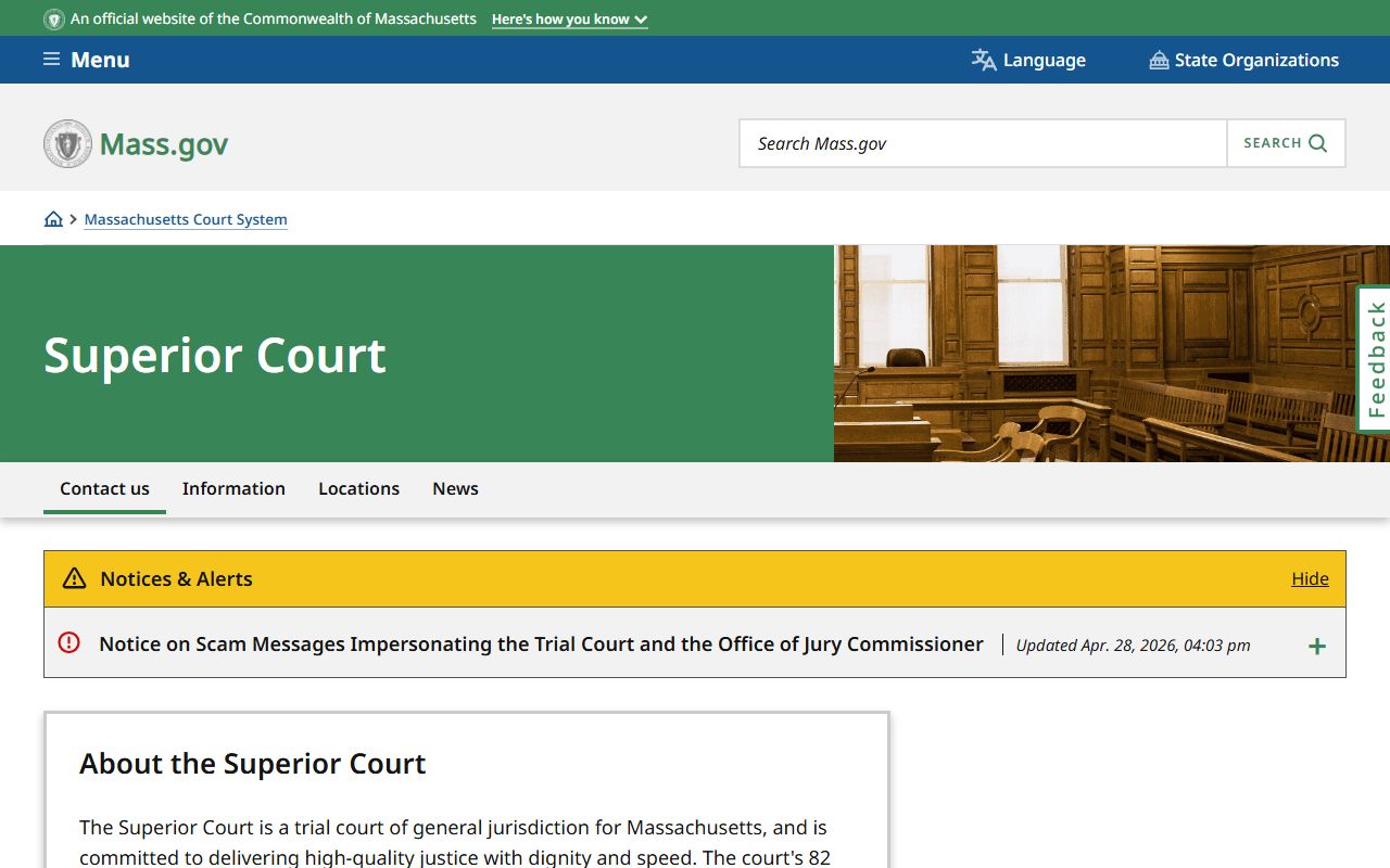 Massachusetts Superior Court overview for Hampden County Superior Court records